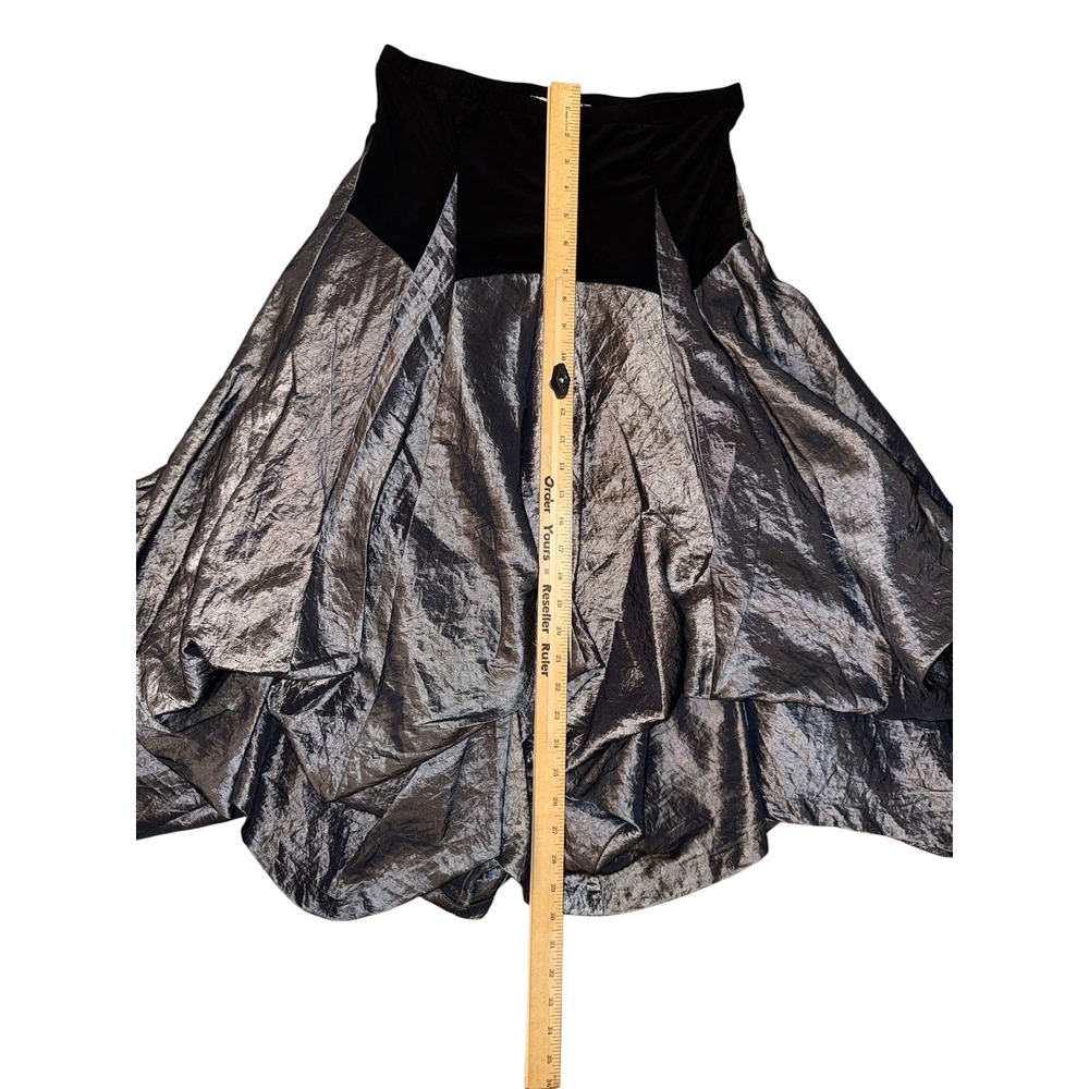 Joseph Ribkoff Bubble Hem Skirt Womens 8 Pewter Black Metallic Avant Garde - Picture 6 of 6